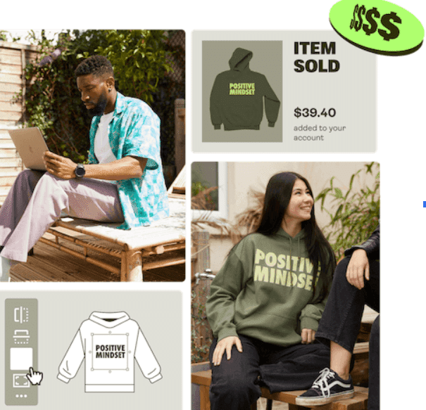 Custom print-on-demand apparel mockups and online sales
