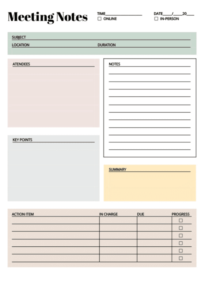 Meeting notes template