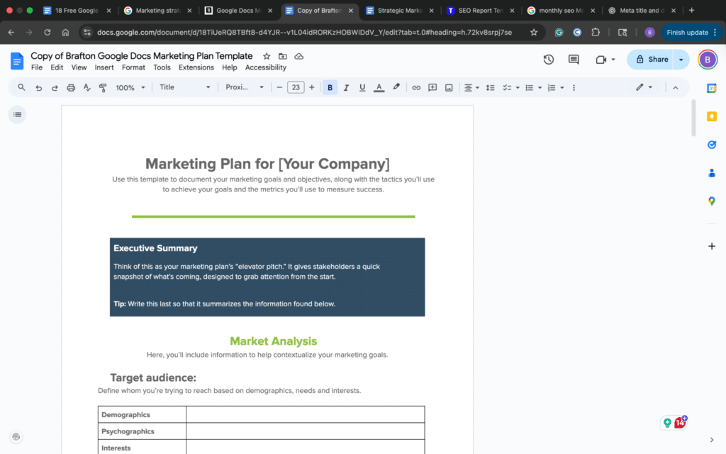 Marketing strategy deck outline template