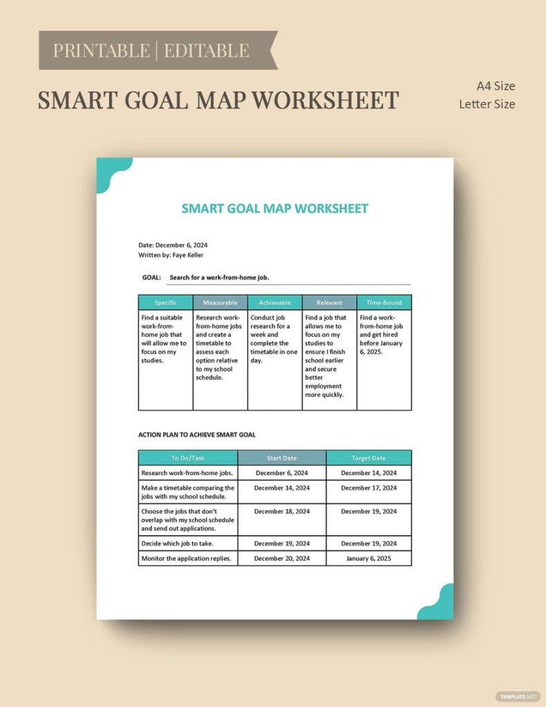 SMART goals Google Docs template
