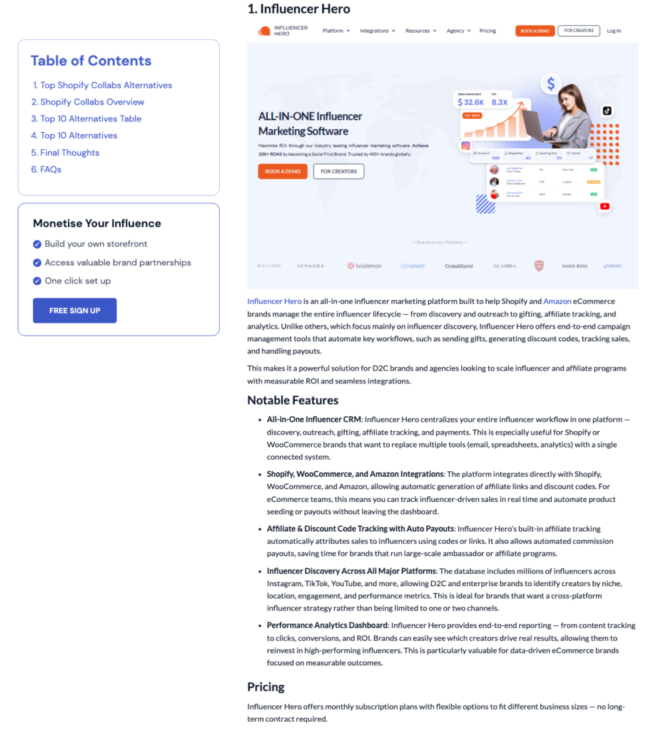 Creator Hero Comparison Article