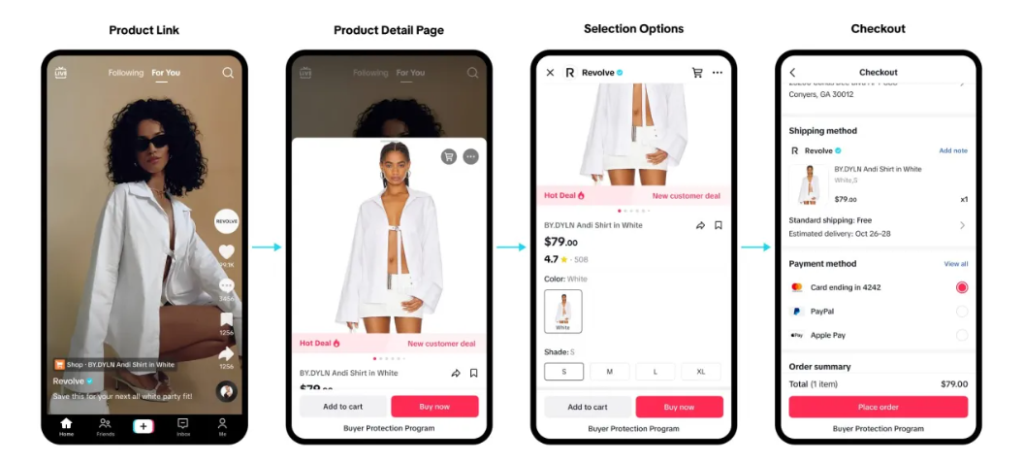 Example of ecommerce images from a TikTok shop.