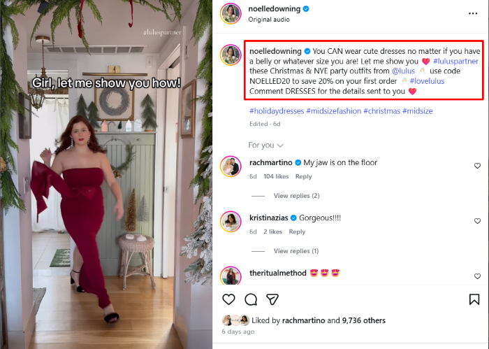 Example of a real influencer marketing campaign on Instagram. 