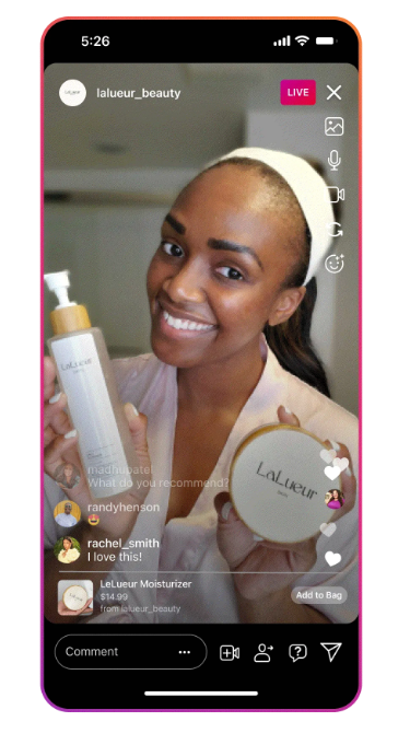 Screenshot of a live shopping event.