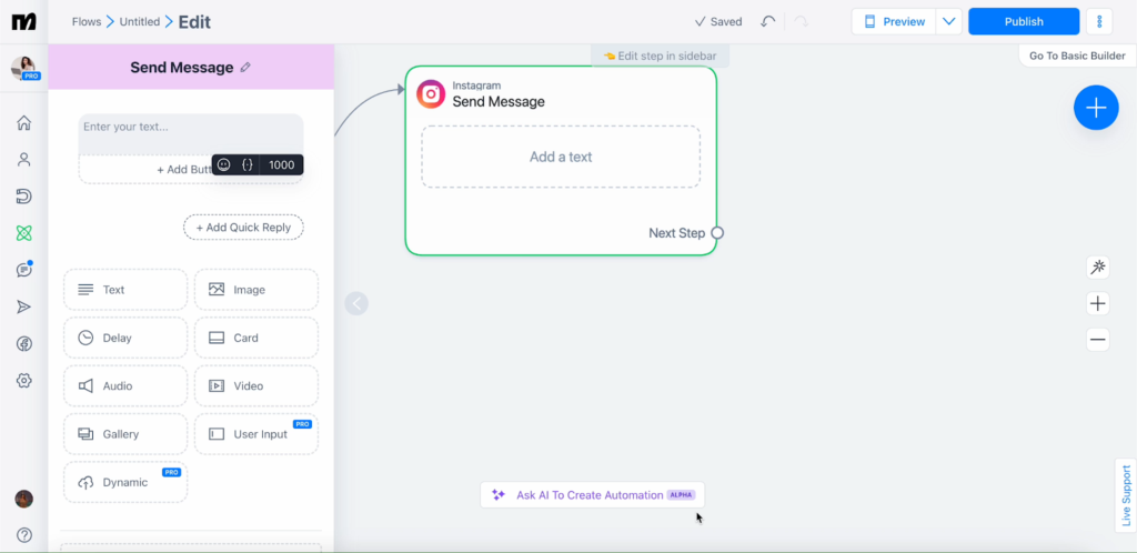 Setting up an auto-DM in ManyChat