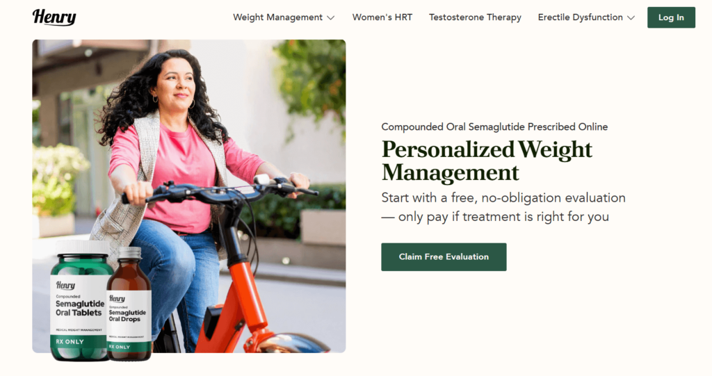 A page about Semaglutide with a woman and the Semaglutide bottles pictured.
