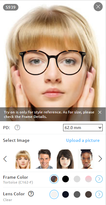 Firmoo's virtual try-on.