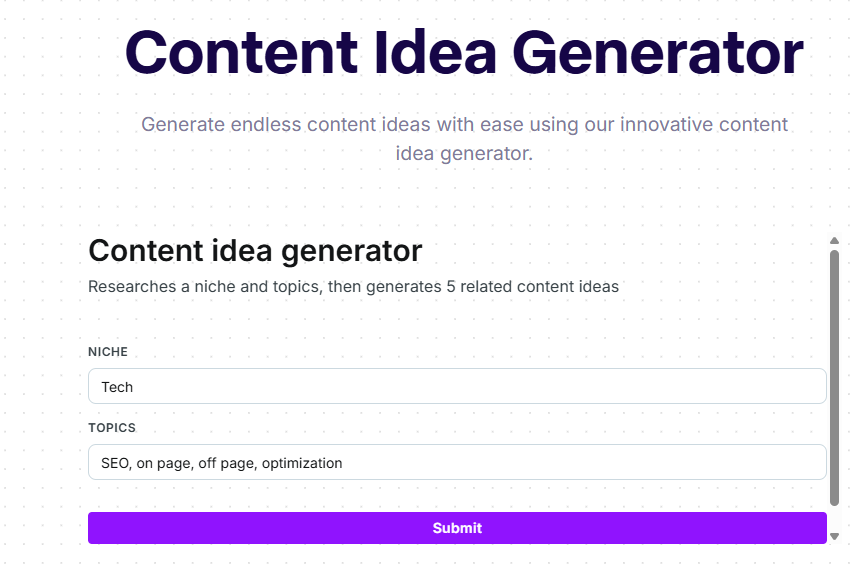 AI content idea generator.