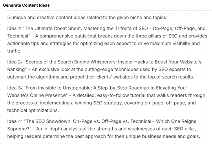 AI content idea generator.