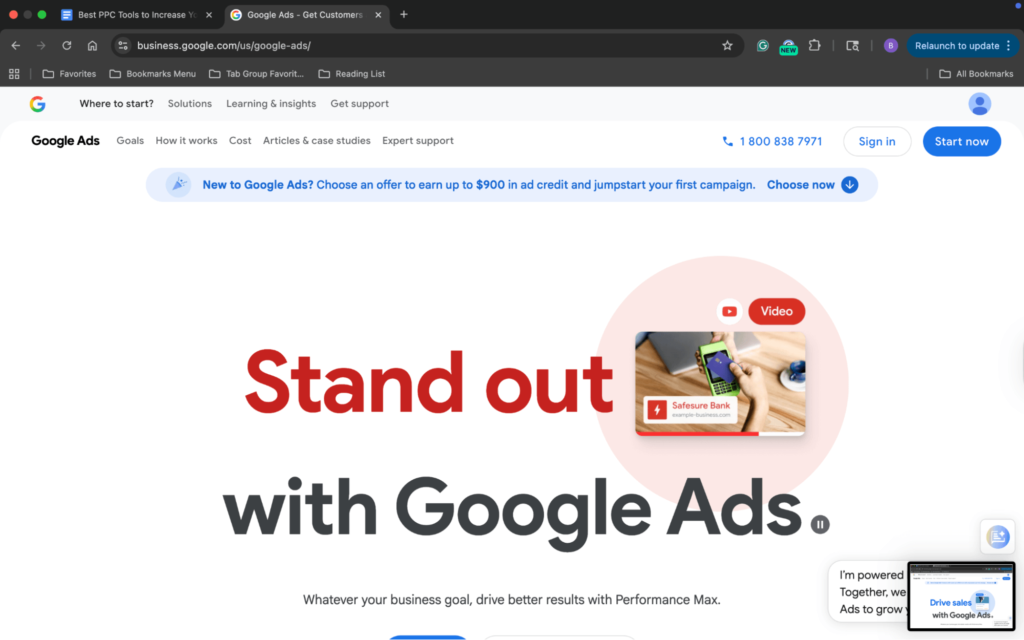 Google Ads landing page