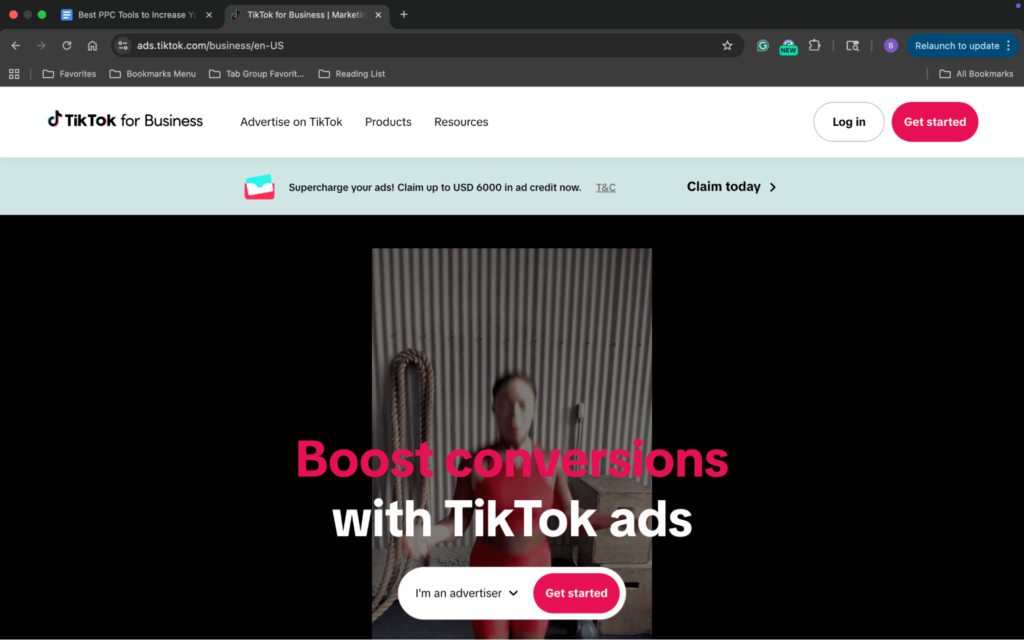 TikTok Ads landing page