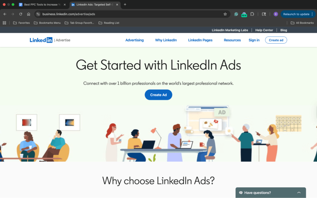 LinkedIn Ads landing page