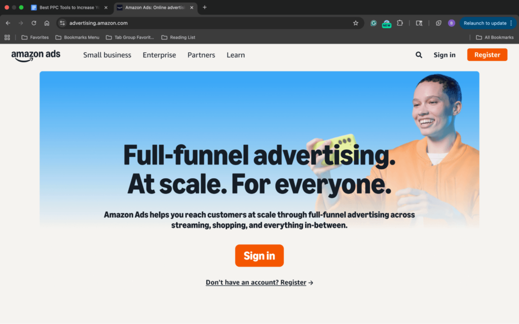 Amazon Ads landing page