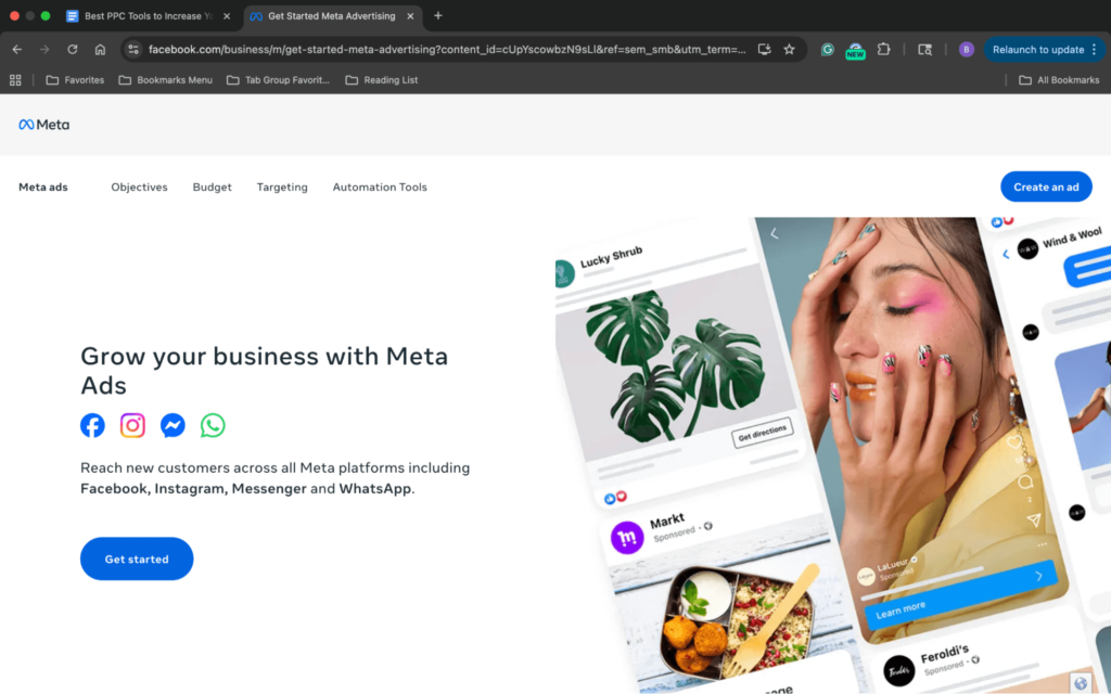 Meta Ads landing page