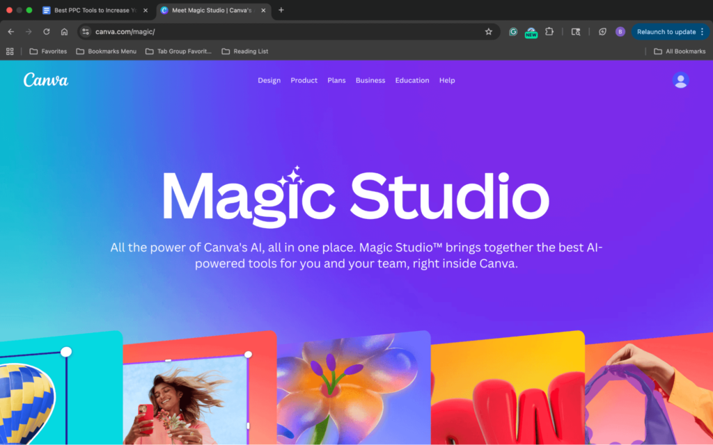 Canva Magic Studio landing page