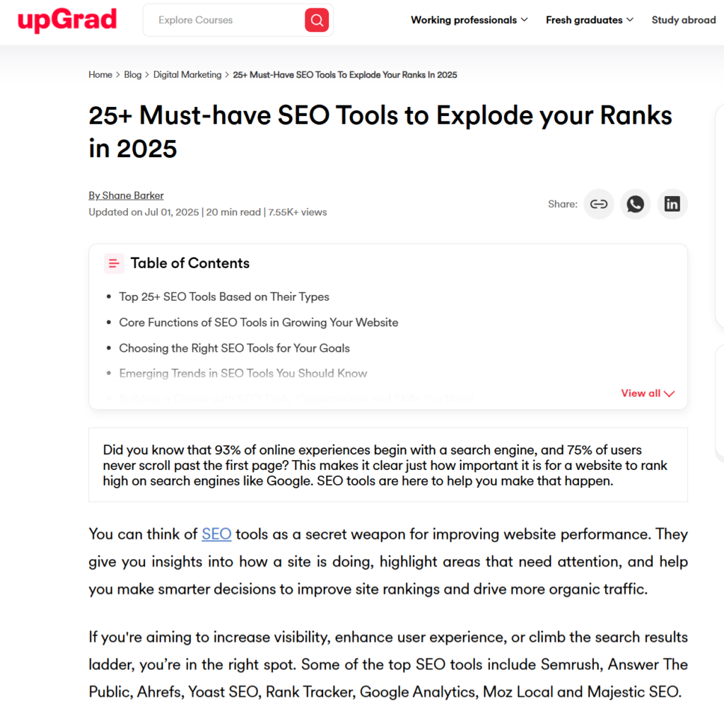 Affiliate marketing for SaaS blog post example.