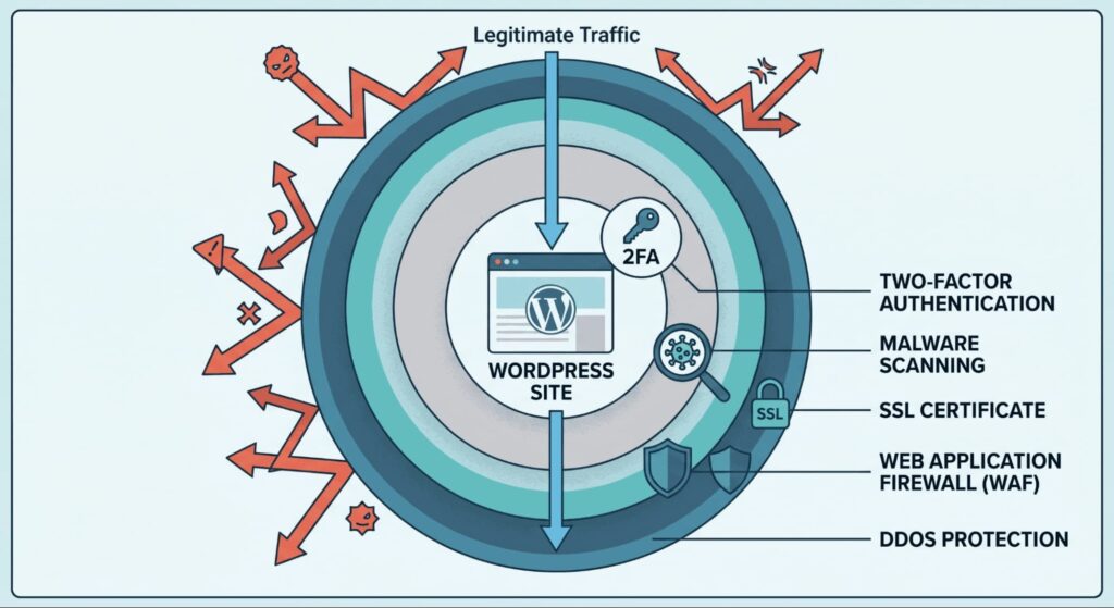 WordPress security layers.