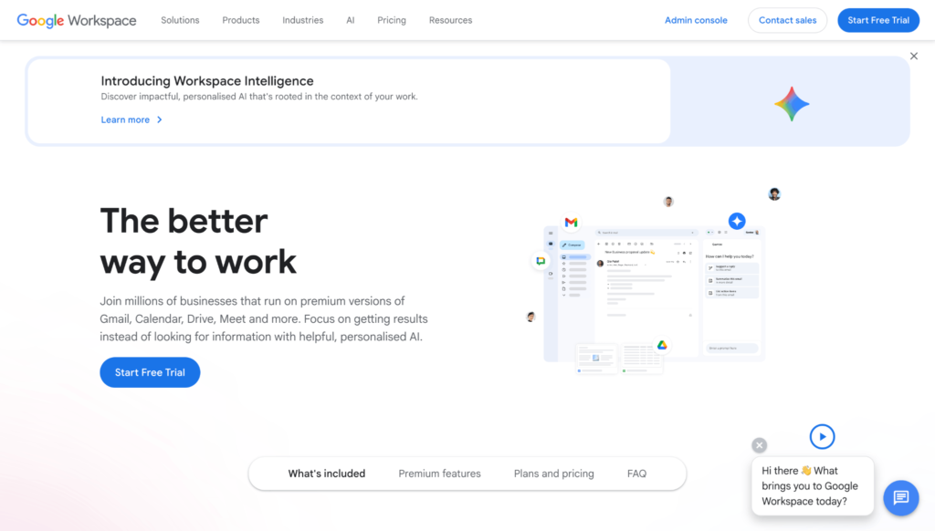 Google Workspace homepage