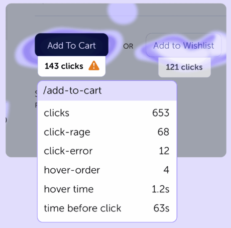 Tracking CTA button clicks with Mouseflow heatmap.