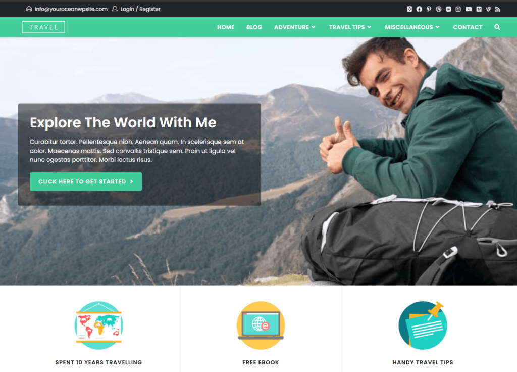 OceanWP travel blog example.