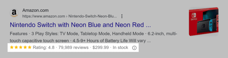 Screenshot of a rich snippet.