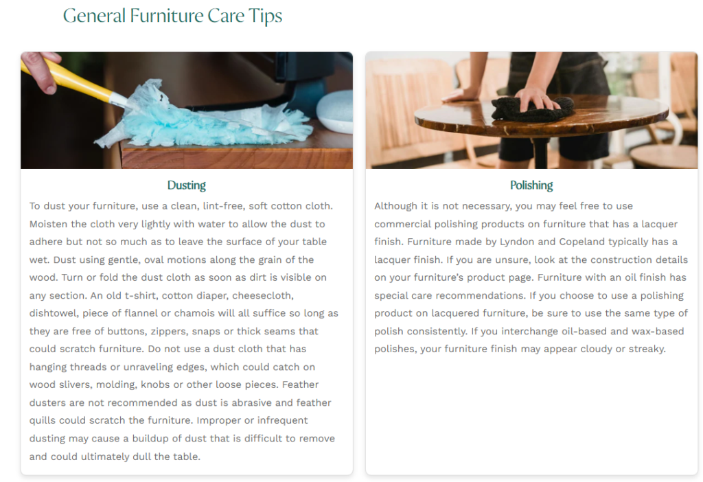 Guide on how to care for wooden furniture