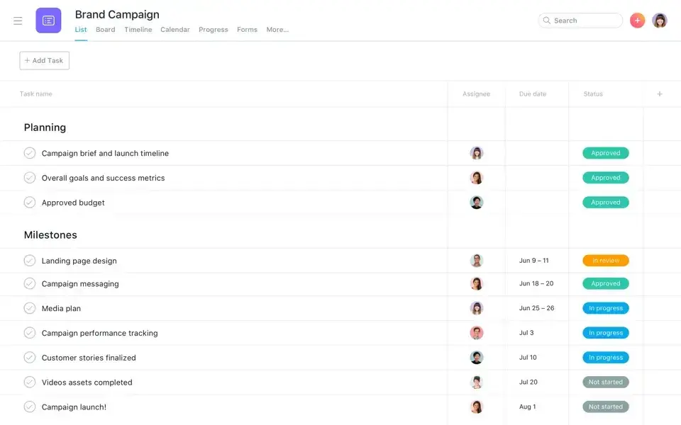 Asana task manager Asana task manager