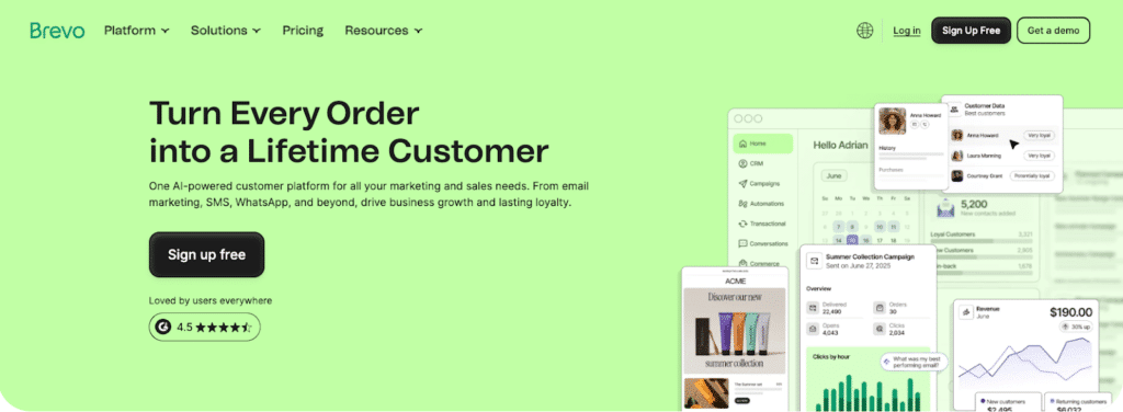Screenshot of Brevo homepage