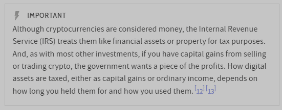 The IRS treats cryptocurrencies as property.