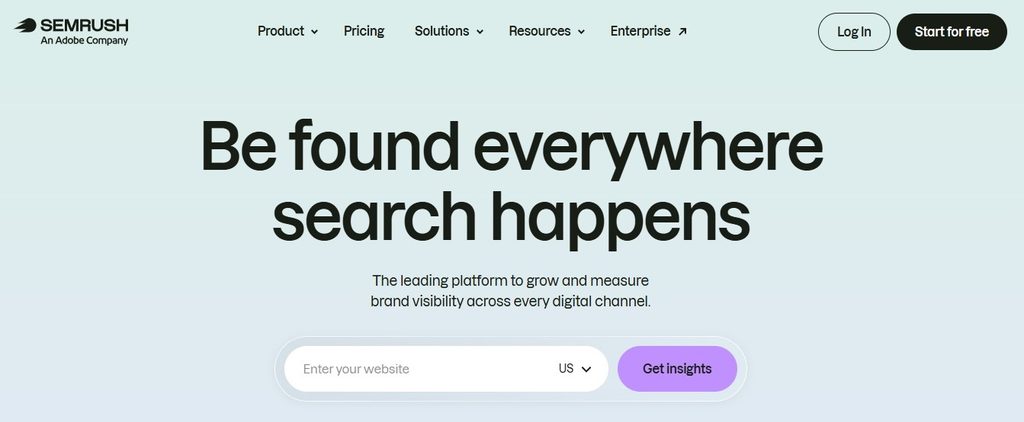 screenshot of semrush's homepage