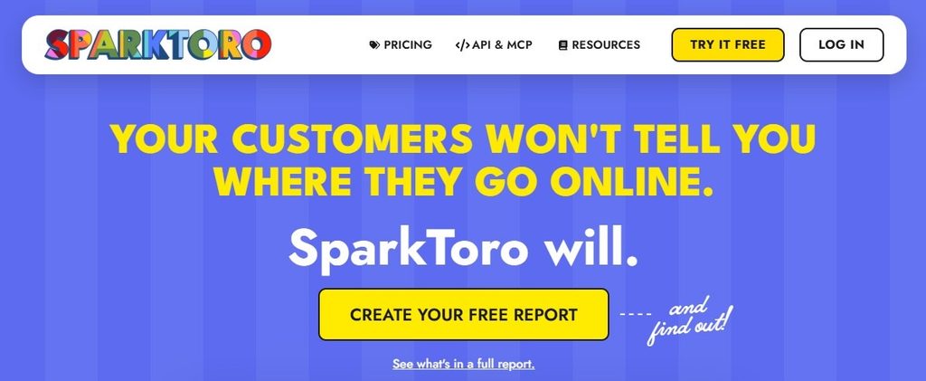 screenshot of Sparktoro's homepage