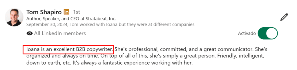 Testimonial Screenshot