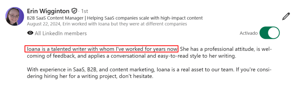 Testimonial Screenshot