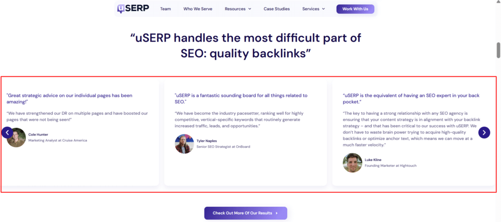Homepage Testimonials