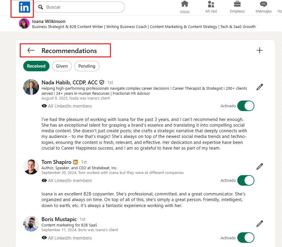 LinkedIn Testimonials