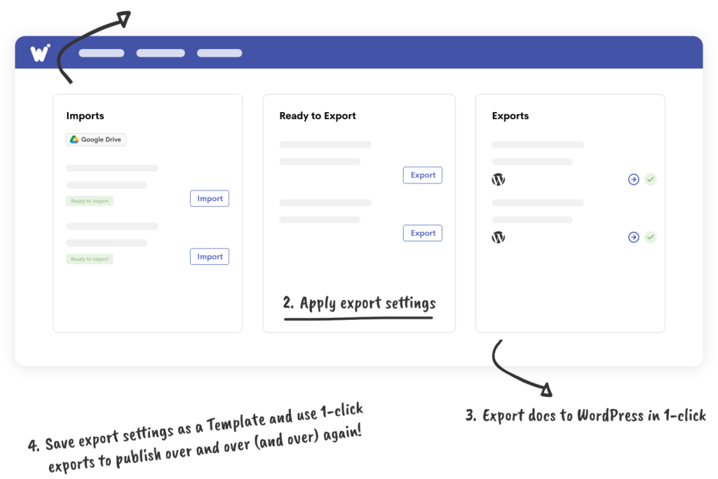 Wordable Google Docs Export Dashboard