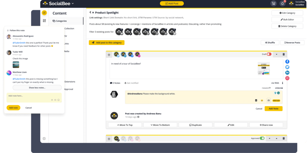 SocialBee Social Scheduling Dashboard