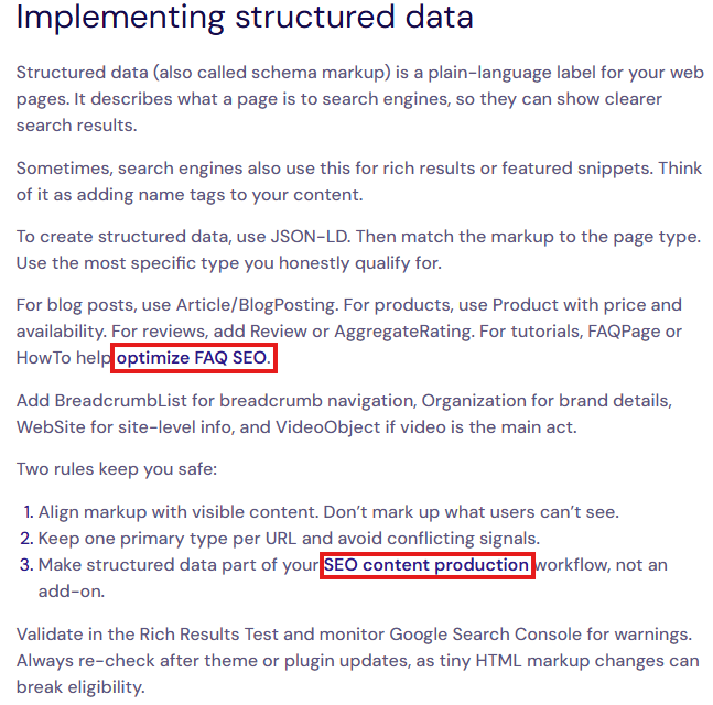 A guide with good internal links