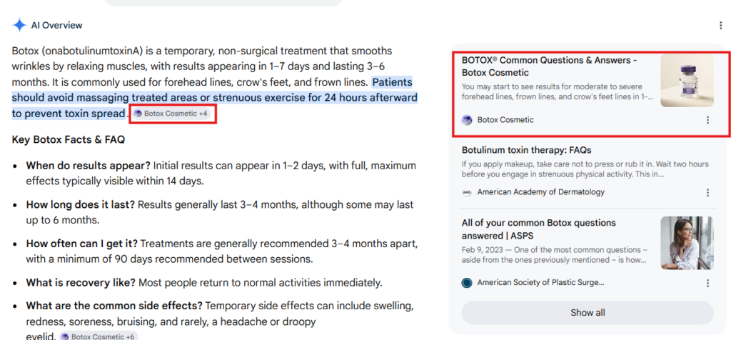 
AI Overview extracts information from the FAQ page