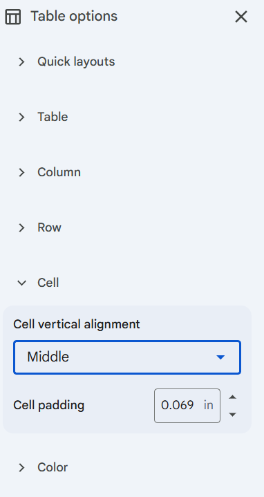 Table vertical alignment
