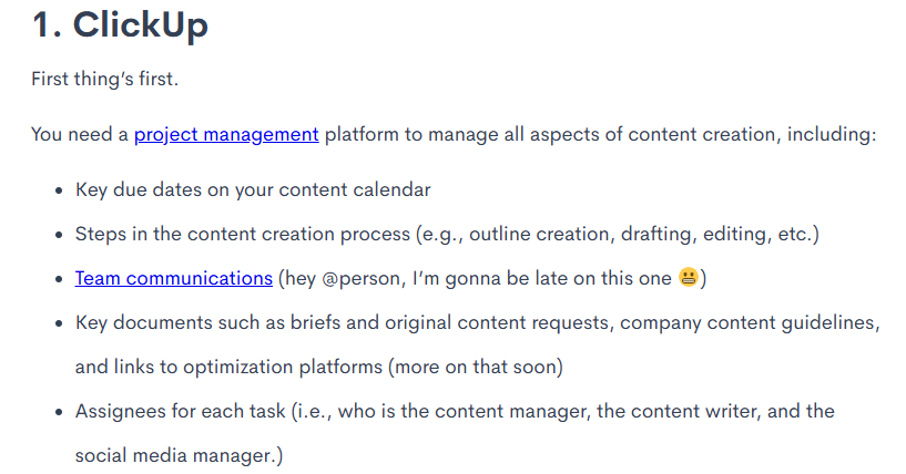 Example of a list
